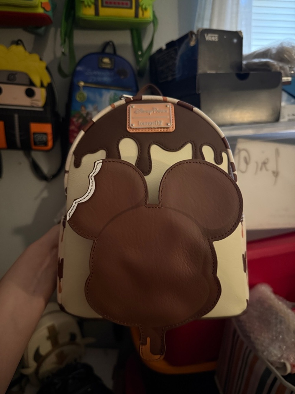 Loungefly Brown and Cream Mickey Drip Mini Backpack